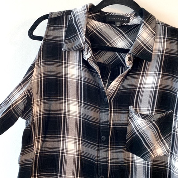 Sanctuary Delaney Cold Shoulder Plaid Flannel - Picture 8 of 11